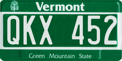VT license plate QKX452