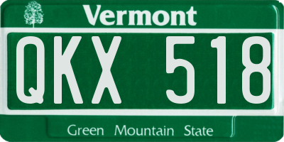 VT license plate QKX518