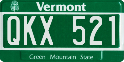 VT license plate QKX521
