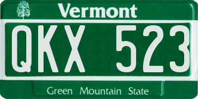 VT license plate QKX523