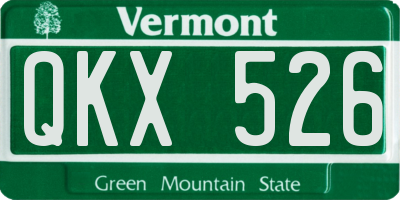 VT license plate QKX526