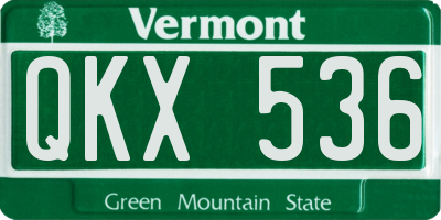 VT license plate QKX536