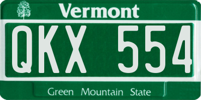 VT license plate QKX554