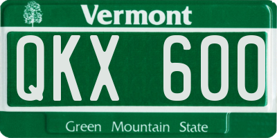 VT license plate QKX600