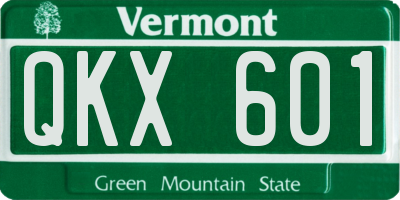VT license plate QKX601