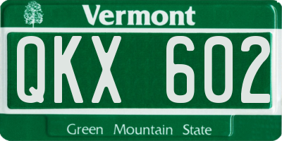 VT license plate QKX602