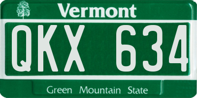 VT license plate QKX634