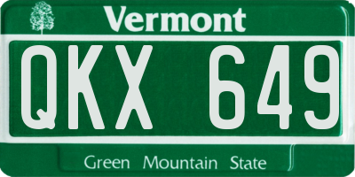 VT license plate QKX649