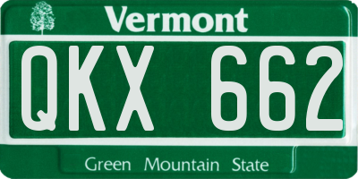 VT license plate QKX662