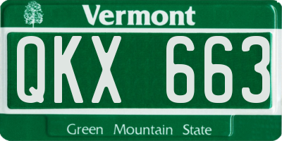 VT license plate QKX663