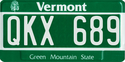 VT license plate QKX689