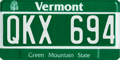 VT license plate QKX694