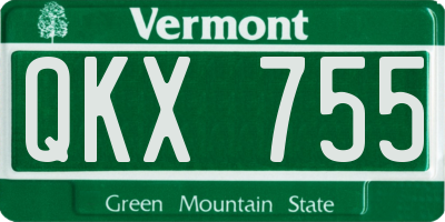 VT license plate QKX755