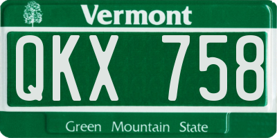 VT license plate QKX758