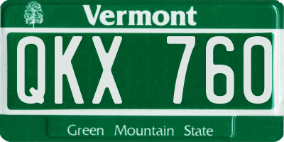 VT license plate QKX760