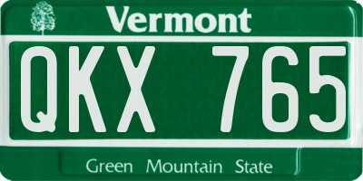 VT license plate QKX765