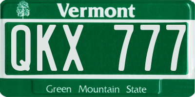 VT license plate QKX777