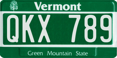 VT license plate QKX789