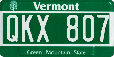 VT license plate QKX807