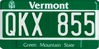 VT license plate QKX855