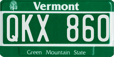 VT license plate QKX860