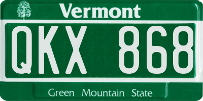 VT license plate QKX868