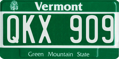 VT license plate QKX909