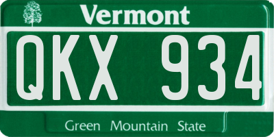 VT license plate QKX934
