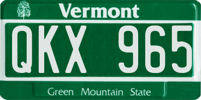 VT license plate QKX965