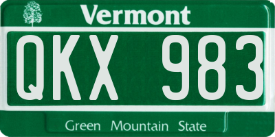 VT license plate QKX983