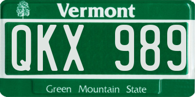 VT license plate QKX989