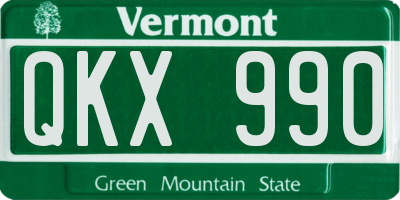 VT license plate QKX990