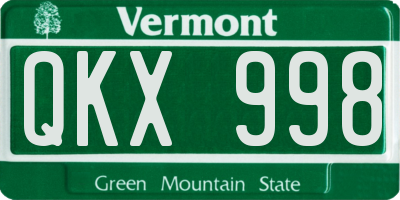 VT license plate QKX998