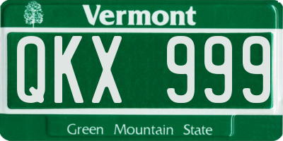 VT license plate QKX999