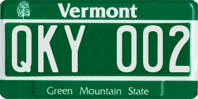 VT license plate QKY002