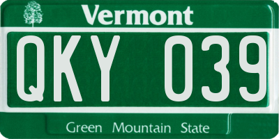 VT license plate QKY039