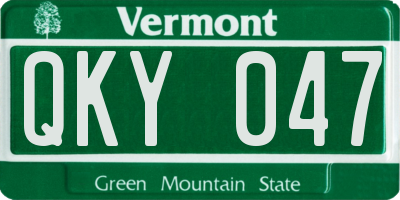 VT license plate QKY047