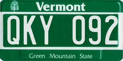 VT license plate QKY092