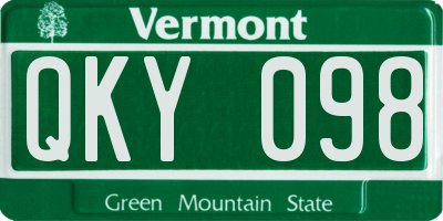 VT license plate QKY098