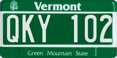 VT license plate QKY102