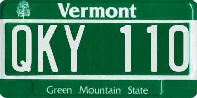 VT license plate QKY110