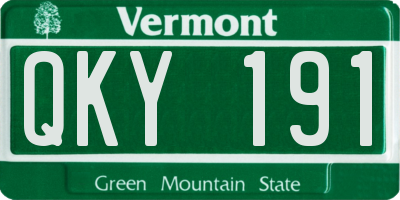 VT license plate QKY191