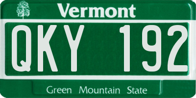 VT license plate QKY192