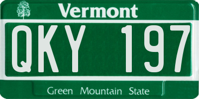 VT license plate QKY197