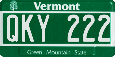 VT license plate QKY222