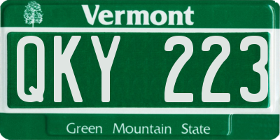 VT license plate QKY223