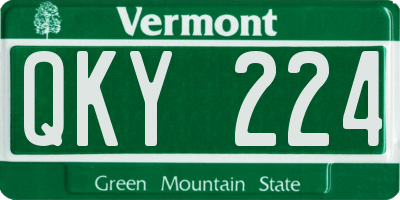 VT license plate QKY224