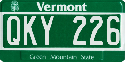 VT license plate QKY226