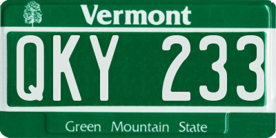 VT license plate QKY233