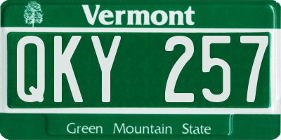 VT license plate QKY257